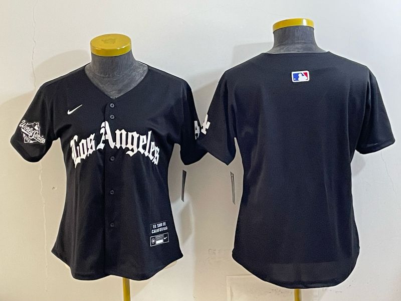 Women 2026 Los Angeles Dodgers Blank Black Game Nike MLB Jersey style 003